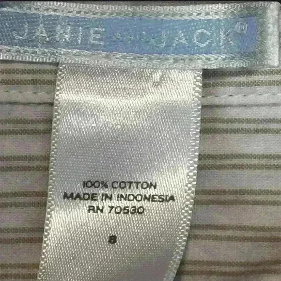 Janie and Jack Boy's Size 8 Beige Striped Button-Down Shirt Casual - Picture 5 of 5